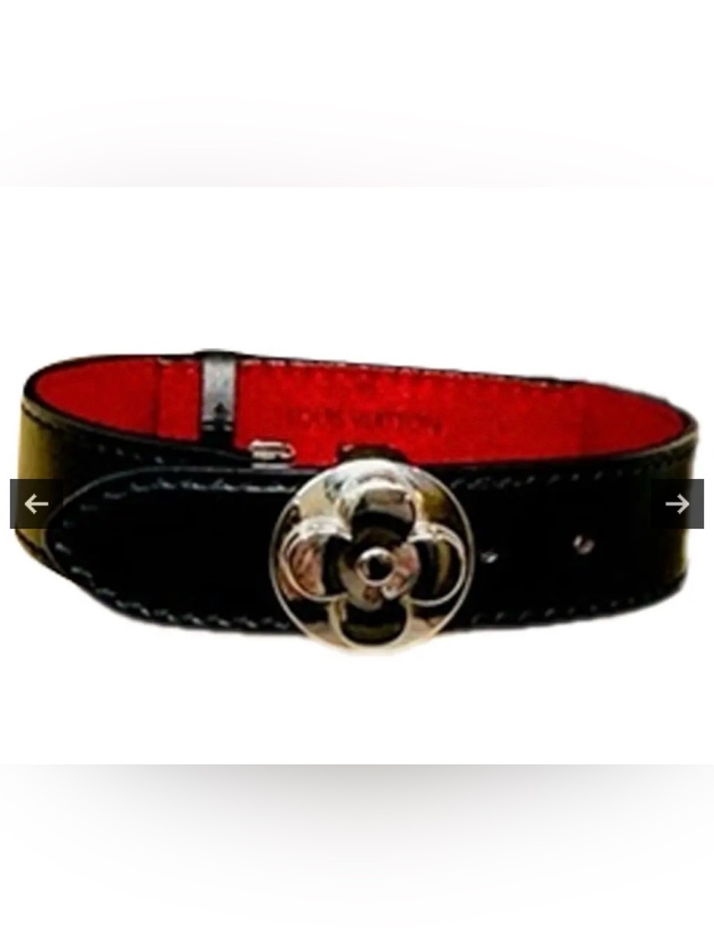 Louis Vuitton Black Leather Monogram Bracelet ~Size 7.5 ~ New